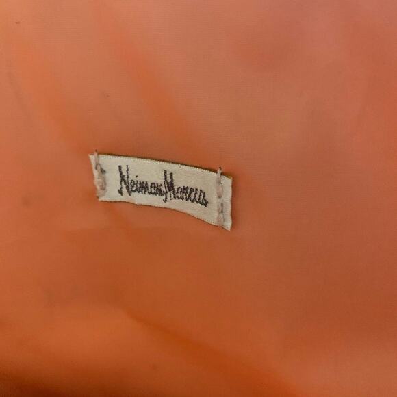 Neiman Marcus bag large tote Orange/white/green trim open double strap purse - Picture 6 of 10